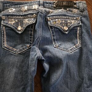 Rue21 Dark Blue Boot Cut Jeans with Silver Sequin Pocket Detail